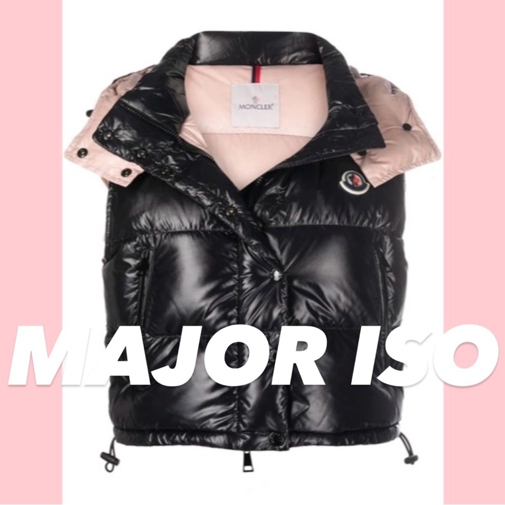 ISO MONCLER ALPISTE SLEEVELESSS DOWN VEST JACKET SIZE 2 OR 3 BLACK PINK